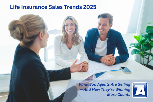 Independent life insurance agent meeting with clients to discuss coverage options and financial planning in 2025.