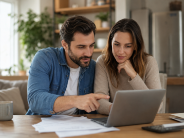 Unmarried couple reviewing life insurance policy options together with an advisor