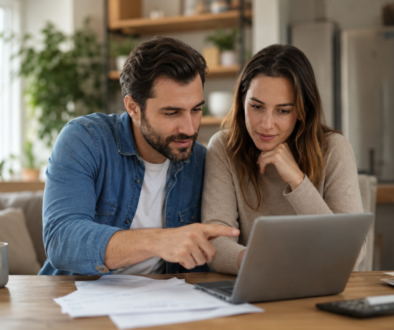 Unmarried couple reviewing life insurance policy options together with an advisor